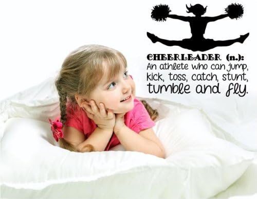 Cheerleading Wall Decal | Cheerleader Wall Decal: Jump, Kick, Toss, Catch, Stunt, Tumble.. | Large Cheerleader Girl's Bedroom Sticker | 20"x20"