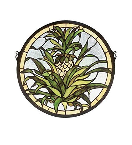 Meyda Tiffany Welcome Pineapple Medallion Stained Glass Window