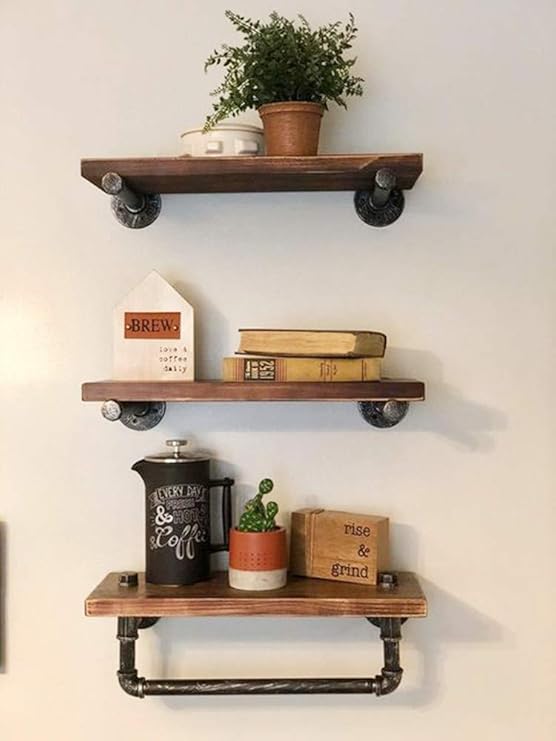 Industrial Bathroom Shelves Pipe Wall Shelf with Rustic