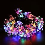 Solar String Lights, 26foot 50LEDs Waterproof Cherry Blossom Lights with 8 Modes, Solar Powered Outdoor Lights for Home Patio Lawn or Party Decorations, Multi Color