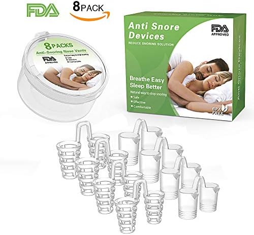 8 Sets Anti Snoring Devices Anti Snoring Nose Vents Nasal Dilators Snore Stoppers Ease Breathing and Sleep Solution Comfortable Sizes for Nostrils