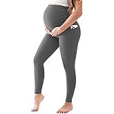 Walifrey Women's Maternity Leggings with Pockets Over The Belly,Pregnancy Yoga Pants Activewear Workout Leggings