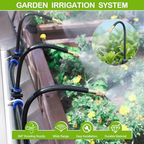 Automatic Watering for Garden 20 m, 360° Automatic Watering System, Irrigation System Kit with 20 Adjustable Nozzles for Gardens, Greenhouses, Balcony Plants, Landscaping, Lawns