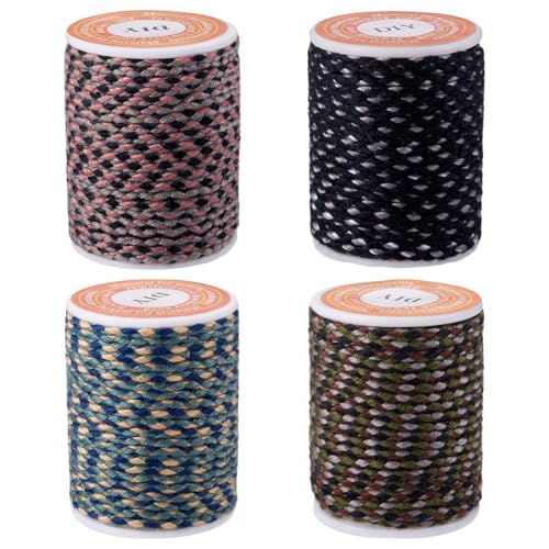 Craftora 4 Rolls Metallic Macrame Beading Cords 1.5mm Black Brown Twisted Cotton Macrame Cord Colorful Braided Cords for Bracelet Jewelry Wall Hangings Tag Wrapping at Amazon