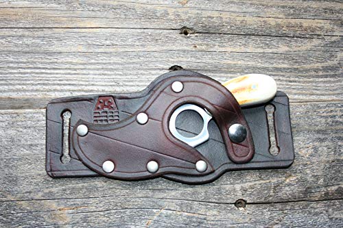 Skinning Knife With Genuine Leather Sheath - Skinner Combo - Quickdraw Holster - Concealed Carry - Finger Hole Fixed Blade 3"