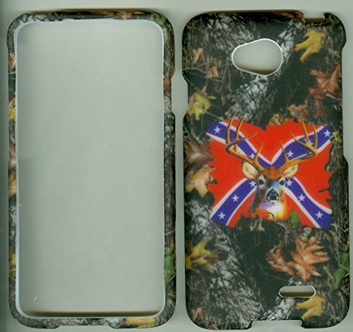 Camoflauge Camo Rebel Flag Buck Deer Lg Optimus Exceed 2 Vs450pp / Lg Optimus L70 Ms323 (Verizon Sprint Tracfone Us Cellular Metro Pcs) Faceplate Rubberized Snap on Hard Phone Cover Case Protector Accessory