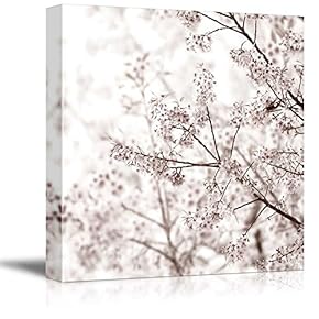 Square Canvas Wall Art - Tree Branch Blooming Flowers in Spring - Giclee Print Gallery Wrap Modern Home Art Ready to Hang - 12x12 inches