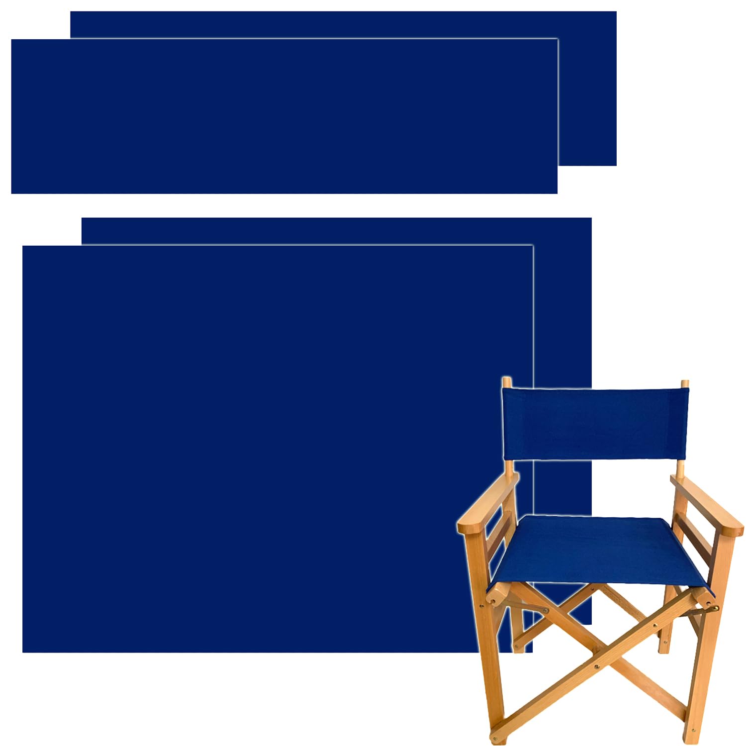 TBACW 2 Set (4pcs) Directors Chair Canvas Replacement Covers Kit for Directors Chairs Movie Chair Replacement Canvas Oxford Cloth for Director Chair (Blue)