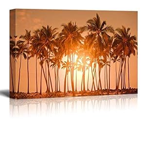 Canvas Prints Wall Art - Beautiful Scenery/Landscape Palm Trees on Tropical Beach Nature Beauty | Modern Wall Decor/Home Decoration Stretched Gallery Canvas Wrap Print & Ready to Hang - 12" x 18"