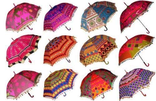 Indian Wedding Umbrella Decoration Handmade embroidery Elephant Umbrella Decorations Mirror parasols Cotton Umbrellas Lot (ASSORTED)