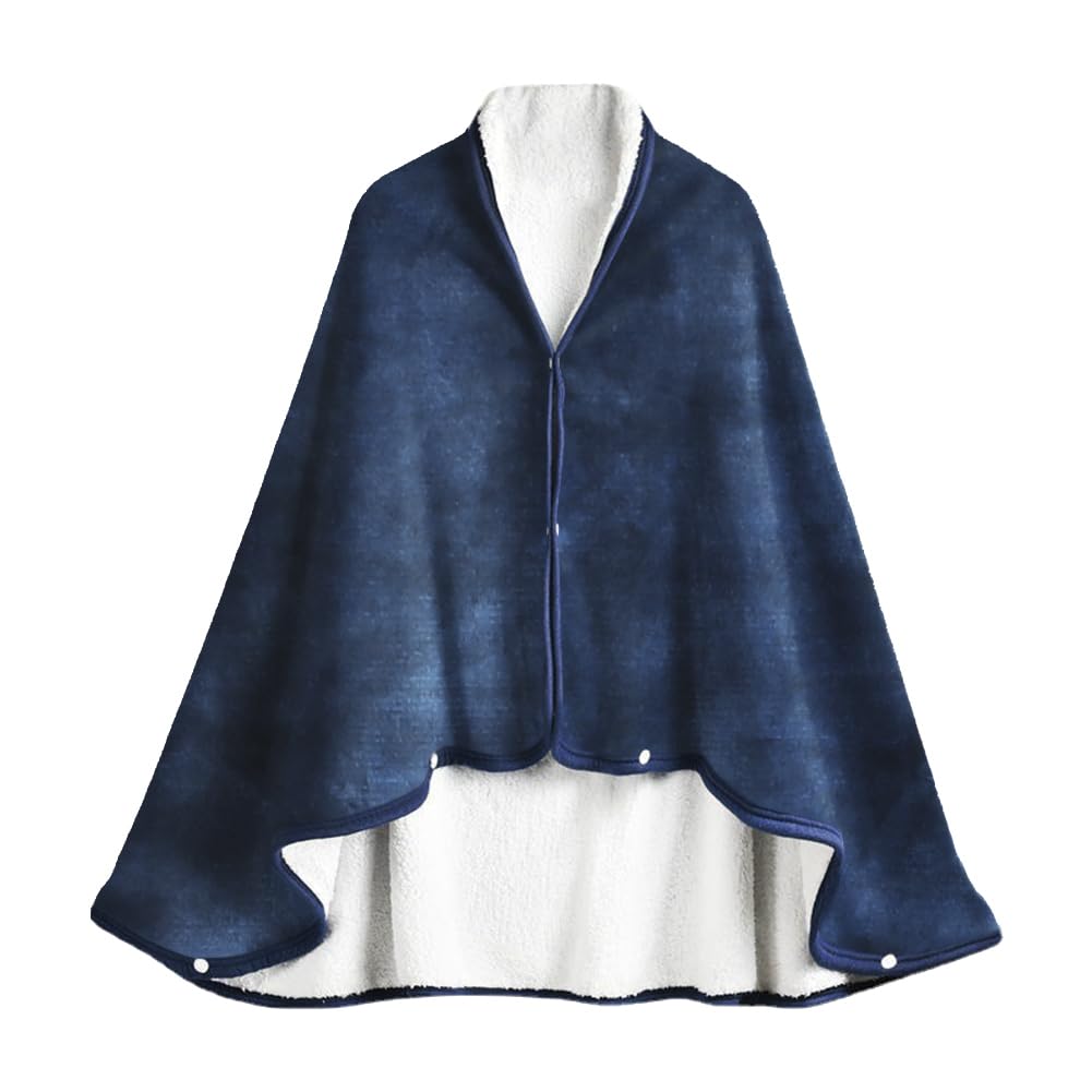 ITODA 2 in 1 Wearable Blanket Double Layer Soft Shawl Flannel Blanket Poncho Winter Warm Throw Bed Blanket Napping Blanket Living Room Sofa Couch Chair Blanket Sherpa Snuggle Blankets