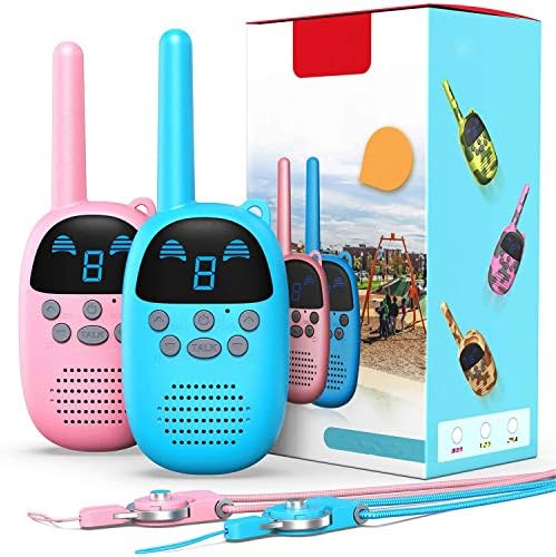 子供向けトランシーバー キッズホリデートイとバースデーギフト キッズトイハンドヘルドチャイルドギフト1 16マイル長距離 ベルトクリップとストラップ付きウォーキートーキー9チャン