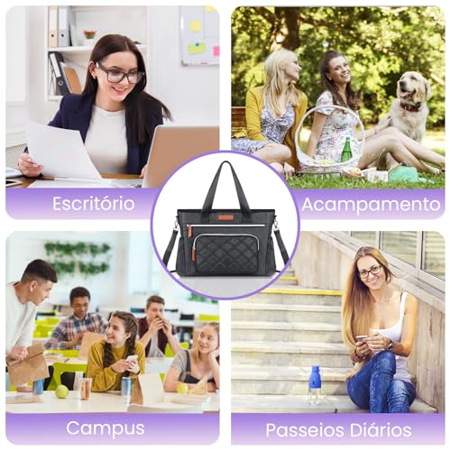INSMEER Bolsa Térmica Grande Feminina 20L (35 Latas), Lancheira Portátil para Adultos, Bolsa de Almoço Impermeável com Abertura Ampla, Mochila Lancheira Reutilizável para Trabalho, Praia, Piquenique