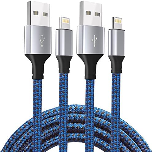 iPhone Charger, 2PACK 6Feet Nylon Braided Charging Cable Cord Lightning to USB Cable Charger for iPhone X / 8 / 7 / 6 / 6s / plus / 5c / 5s / SE, iPod, iPad and More(Blue)