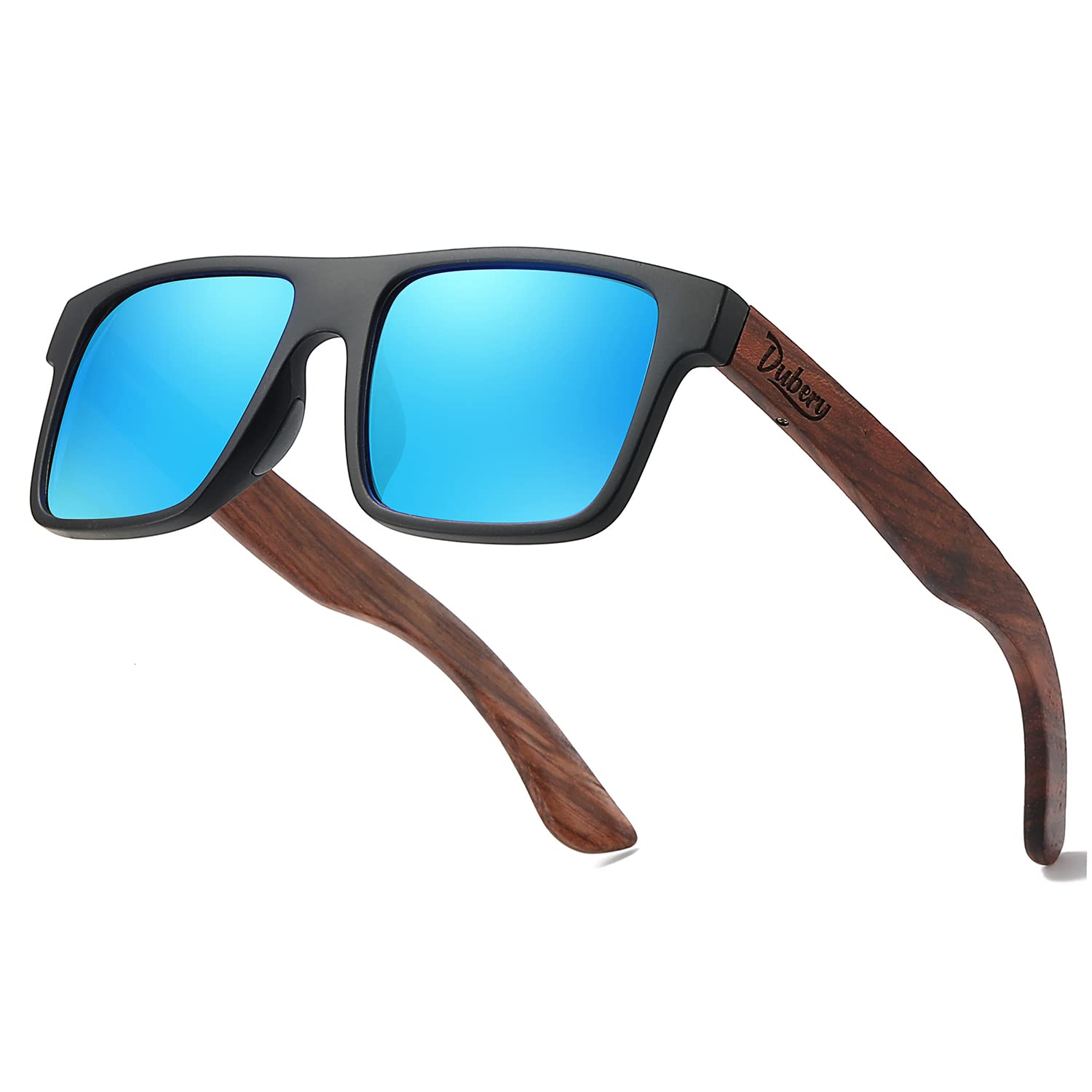 Photo 1 of ***SIMILAR***
DUBERY Wood Frame Square Polarized Sunglasses for Men Women UV400 Protection Wooden Sun Glasses D833,Blue Mirrored