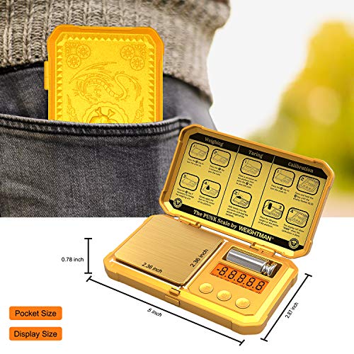 WEIGHTMAN Gram Scale, 200/0.01g Scale Gram, 6 Units, Small Digital Scale for Jewelry, Gold, Herb, Medicine, Calibration Set and Batteries Included