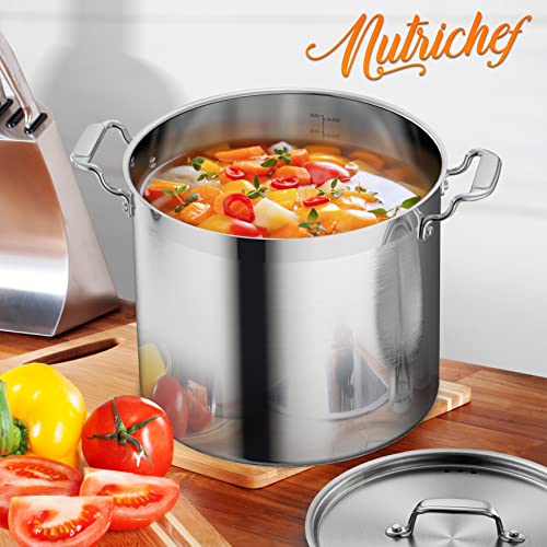 NutriChef Stainless Steel Cookware Stock Pot 24 Quart, Heavy Duty