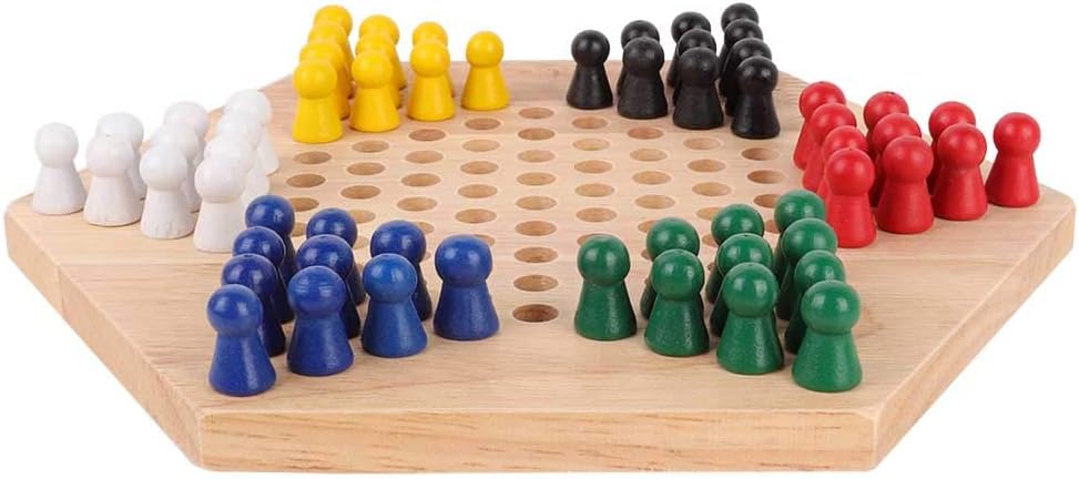 Wooden Chinese Checkers, 60 Marbles in 6 Colours for All Ages Durable Rubber Wood Board Game Family Strategy Educational Toy - Image 3