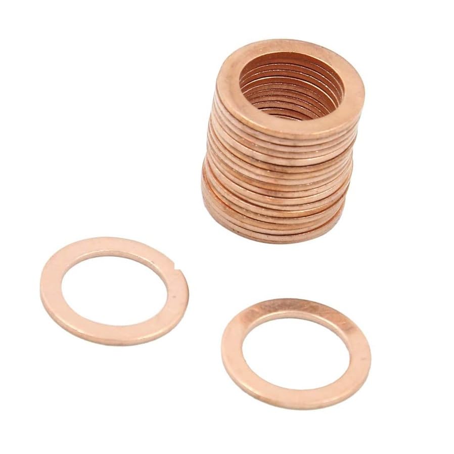 30pcs 14mm Inner Dia Copper Crush Washers Flat Car Sealing Gaskets Rings (M14*20 * 1)