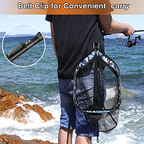 Floating Fishing Net With Telescoping Handle - Rubber Mesh For Catch & Release
