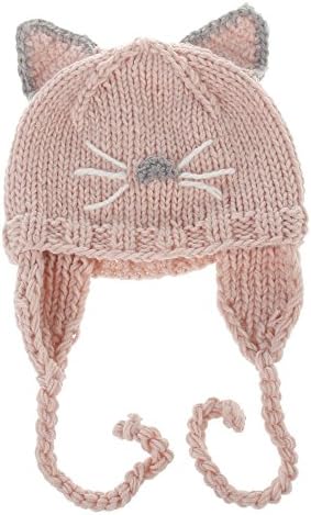 Idealgo Kid Cat Lovely Soft Warm Earflap Toddler Beanie Hat Knit Hats (Light Pink)