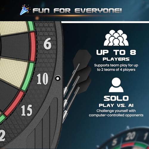 Professional Electronic Dartboard with Digital LCD Screen and Soft Tip Darts Dartboard with 27 Games, 243 Modes, Ideal for Friends, Family, Office, Clubs and Pubs Parties