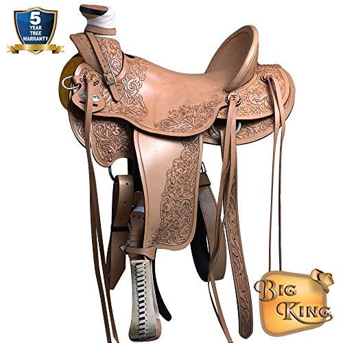 HILASON 15 in Western Horse Wade Saddle Leather Ranch Roping Tan