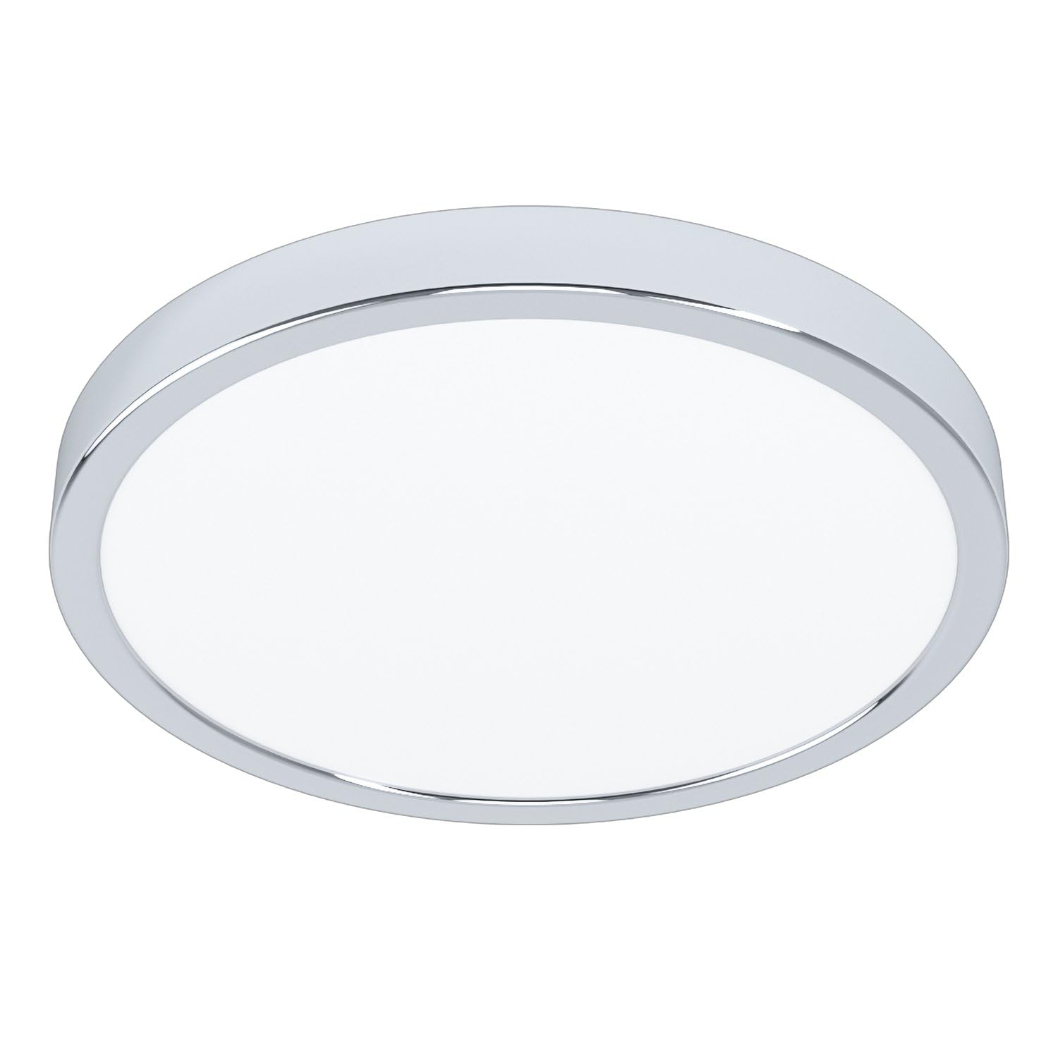 Eglo LED Flush Ceiling Light Fueva 5, Ø 11 in, Round Bathroom Lighting Made of Chrome Coloured Metal and Plastic, Warm White lamp, IP44