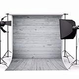 MOHOO 5X7ft Newborn Gray Wood Floor Photography Backdrop Art Fabric Studio Background Photo Props Studio 1.5x2.2m No Wrinkles (Rolled)