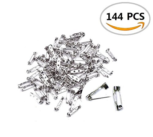 144PCS IFfree 2-Hole Brooch Badge,Metal Brooch Badge Locking Findings Back Safety Catch Bar Pin-30mm.