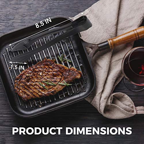[12 Pack] Plastic Serving Tongs, 8.5 Inch Heavy Duty Disposable Utility Tongs (Black) - Thumbnail 5