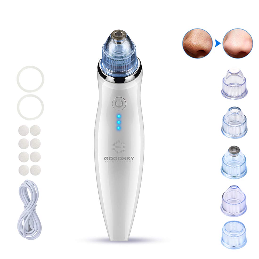 Blackhead Remover Vacuum - Advanced Pore Cleaner - Acne Sucker Tool - Facial Electric Acne Comedone Extractor Beauty Device - Microdermabrasion Pimple Extractor Wrinkles Minimizer 3 Suction Power