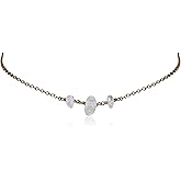 Crystal Quartz Beaded Chain Choker in Bronze