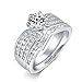 Women’s Gift Bridal Set 1.2ct White Round Cubic Zirconia 925 Sterling Silver Wedding Engagement Ring Sets Size 5-10