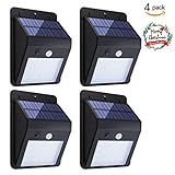 Solar Sensor Lights,KUMEDA Waterproof Motion Sensor Outdoor Light Super Bright 16 LEDs for Patio, Deck, Yard, Garden with Motion Activated Auto On/Off (4-Pack)