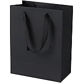 MULIANBOX Black Small Gift Bags 8x5x10inch 6pcs Medium Paper Favor Bags with Handles for Party Shopping Wedding Birthday