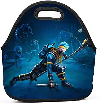Fortnite Gamer Ninja Neoprene Lunch Tote Thick Insulated Lunch Bag Portable Thermal Lunchbox Waterproof Outdoor Picnic Travel Holiday Handbag Zipper Men Women Adult Kids Boys Girls