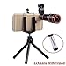 Apexel Telephoto Lens kit, 4 in 1 Cell Phone Camera Lens, 12X Telephoto Lens + 198° Fisheye Lens + 0.63 Wide Angle Lens + 15x Macro Lens, Clip-On Lenses for iPhone 8 7 6 Plus, Samsung Smartphone