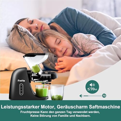 Slow Juicer Entsafter Gemüse und Obst Testsieger 200W, Schwarz