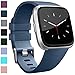 Vancle Bands Compatible with Fitbit Versa Bands for Women Men Rose Gold Silicone Wristbands for Fitbit Versa Bands/Versa Lite Bands (Navy Blue, Large)