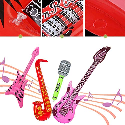 Wenosda 9pcs Inflatables Guitar Saxophone Microphone Musical Instrument for Party Decoration Prop (9pcs Random Color) - Thumbnail 3