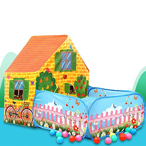Kids House,2-Piece Toddler Play Tents w/ Ball Pit ,Indoor & Outdoor Jungle Gym Playhouse Children,Boys,Girls & Babies,Foldable Large Toys Storage - Great Birthday Gift
