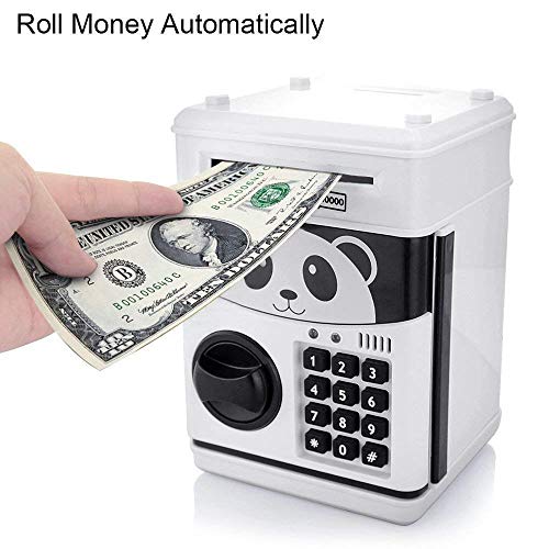 GoodsFederation Kids Electronic Password Piggy Money Bank ATM Savings Box with Code Lock,Mini Cartoon Panda Cash Coin Can Box with Voice Prompt & Music,Deposit Machine for Christmas Birthday Gifts