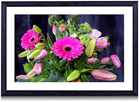 80cmx60cm 木製の黒色のフォトフレーム ガーベラチューリップ花のつぼみブーケハーブ組成 壁掛け 壁飾り 壁ポスター おしゃれ ウォールアート アートパネル 壁の絵 インテリア絵画 額縁 部屋飾り 装飾画 Candchipiona Com