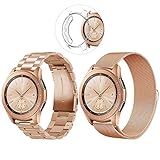 Minfex Compatible with Samsung Galaxy 42mm/Gear S2 Classic Watch Bands, 2-Pack 20mm Stainless Steel Replacement Metal Band Strap Bracelet for Galaxy 42mm Smartwatch, Rose Gold