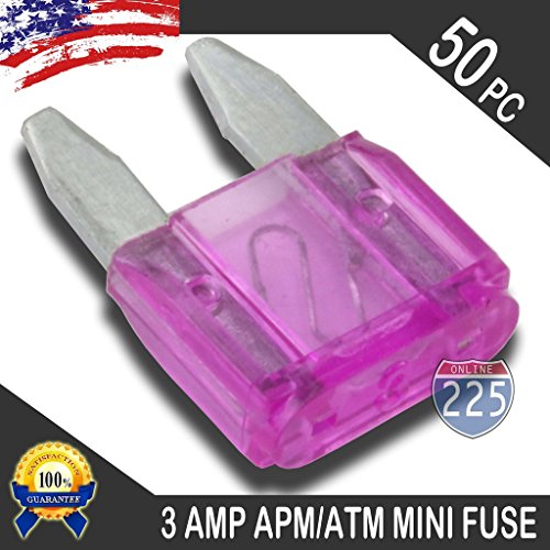 50 Pack 3 AMP APM/ATM 32V Mini Blade Style Fuses 3A Short Circuit Protection Car