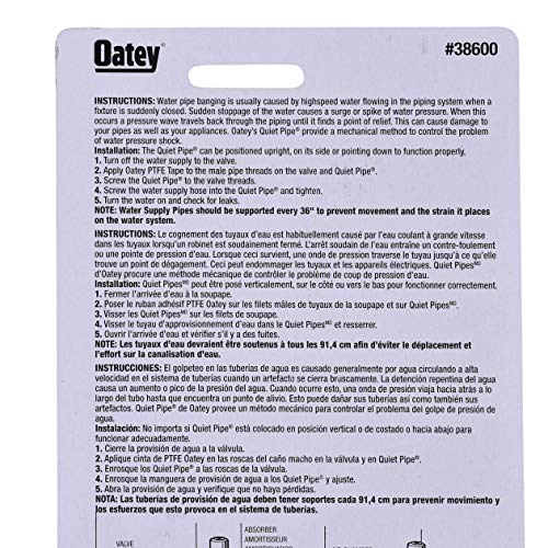 Oatey 38600 – Quiet Pipes Stoßdämpfer Für Waschmaschinen-Zuleitungen, Reduziert Vibrationen & Geräusche