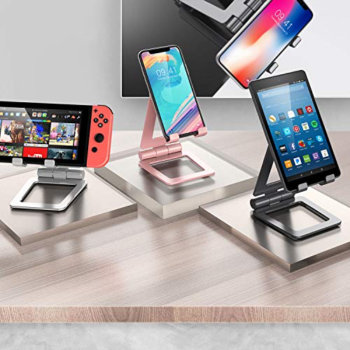 Cell Phone Stand, Compatible with iPhone Stand, Nintendo Switch Stand, Adjustable Phone Stand for Desk, Smartphone Holder for Desk (Silver) - Thumbnail 2