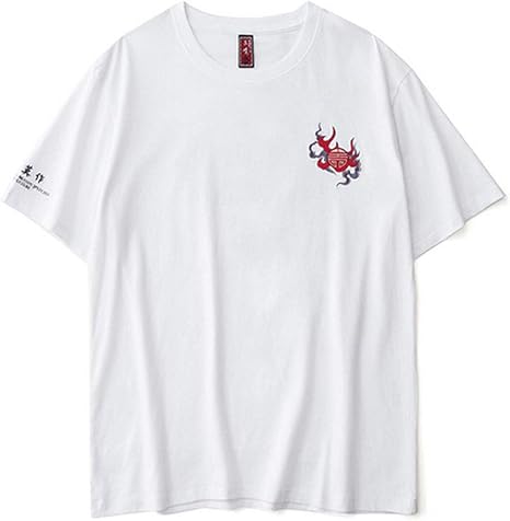 Amazon Co Jp 夏のレトロ半袖tシャツメンズストリートヒップホップストリート刺繍緩いtシャツ White 2xl ホーム キッチン