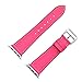 valkit Bands Compatible with Apple Watch Band 38mm 40mm 42mm 44mm, Genuine Leather Strap Bracelet Replacement Wristband with Metal Adapter for Women Men iWatch SE 6 5 4 3 2 1, Single Tour - Hot Pink